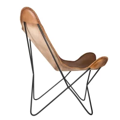 Casa Viva Silla mariposa de cuero marrón July 75x87x86cm Best