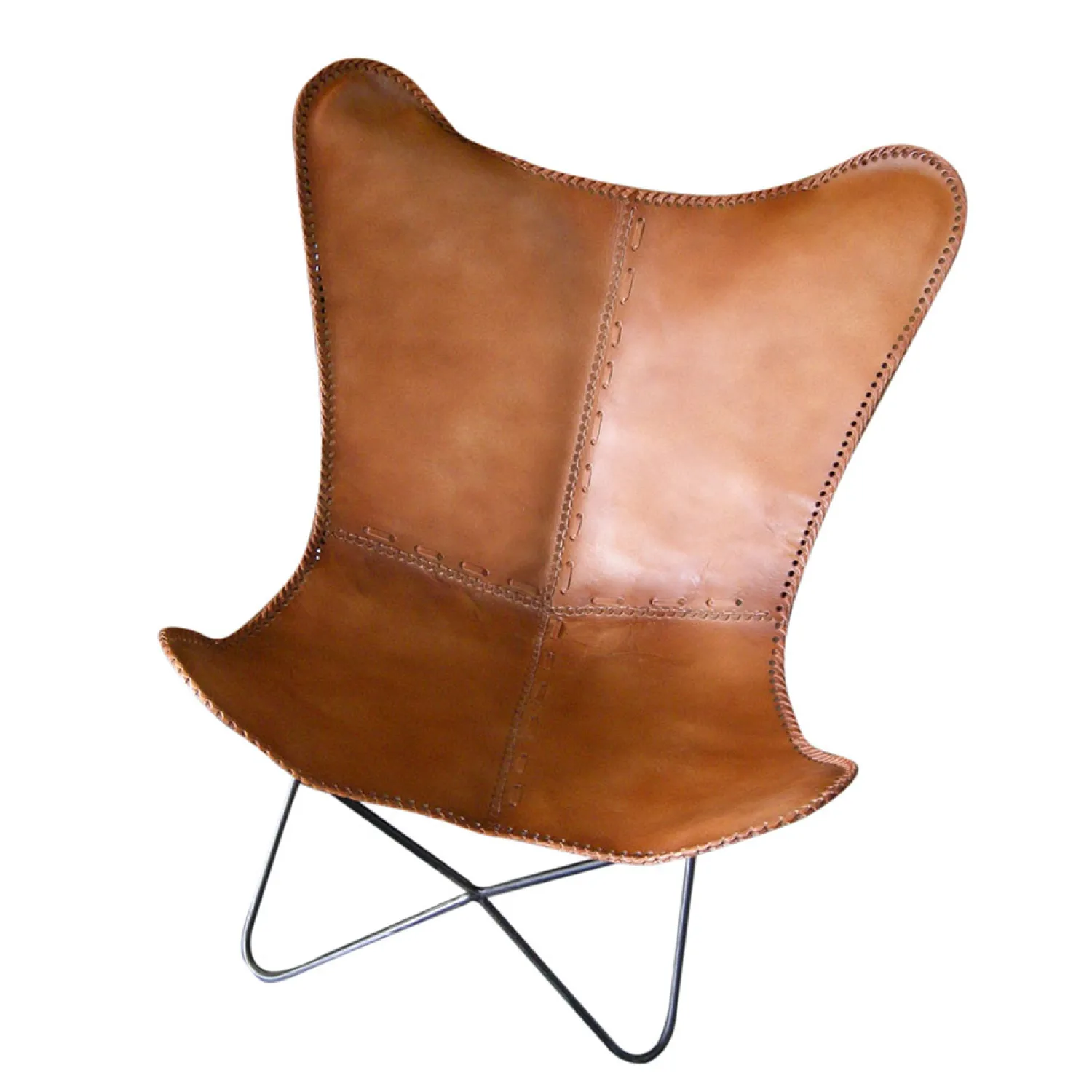 Casa Viva Silla mariposa de cuero marrón July 75x87x86cm Best