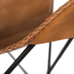 Casa Viva Silla mariposa de cuero marrón July 75x87x86cm Best