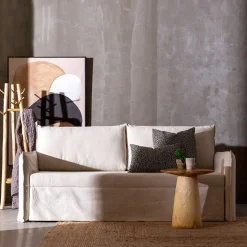 Casa Viva Sofá cama de algodón y lino beige 215x100x97cm Sale