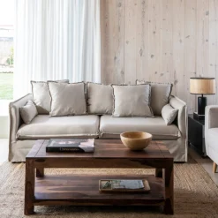 Casa Viva Sofá de 3 plazas beige con cojines 210x104x69cm Clau&Chloe Clearance