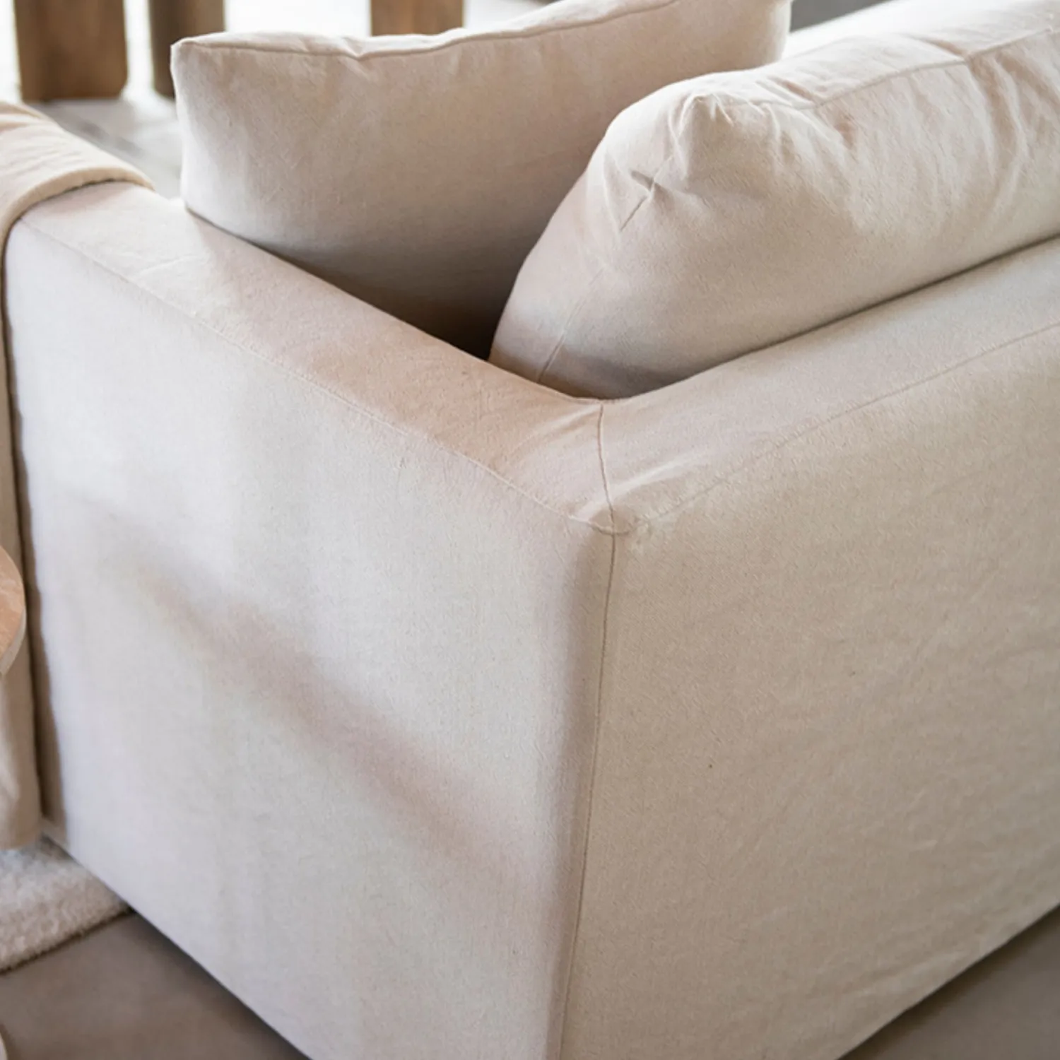 Casa Viva Sofá de 3 plazas de lino beige Aiden 220x110x80 Clau&Chloe Hot