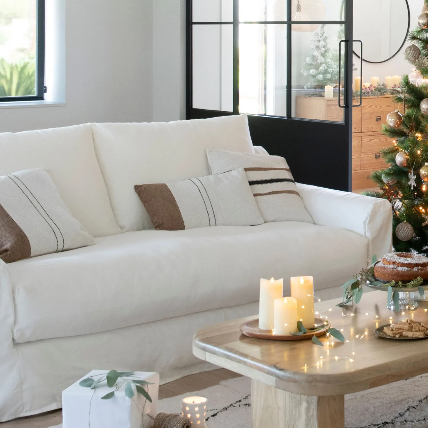 Casa Viva Sofá de 3 plazas de lino blanco Ibi 200x105x100cm Clau&Chloe Discount