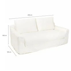 Casa Viva Sofá de 3 plazas de lino blanco Ibi 200x105x100cm Clau&Chloe Discount