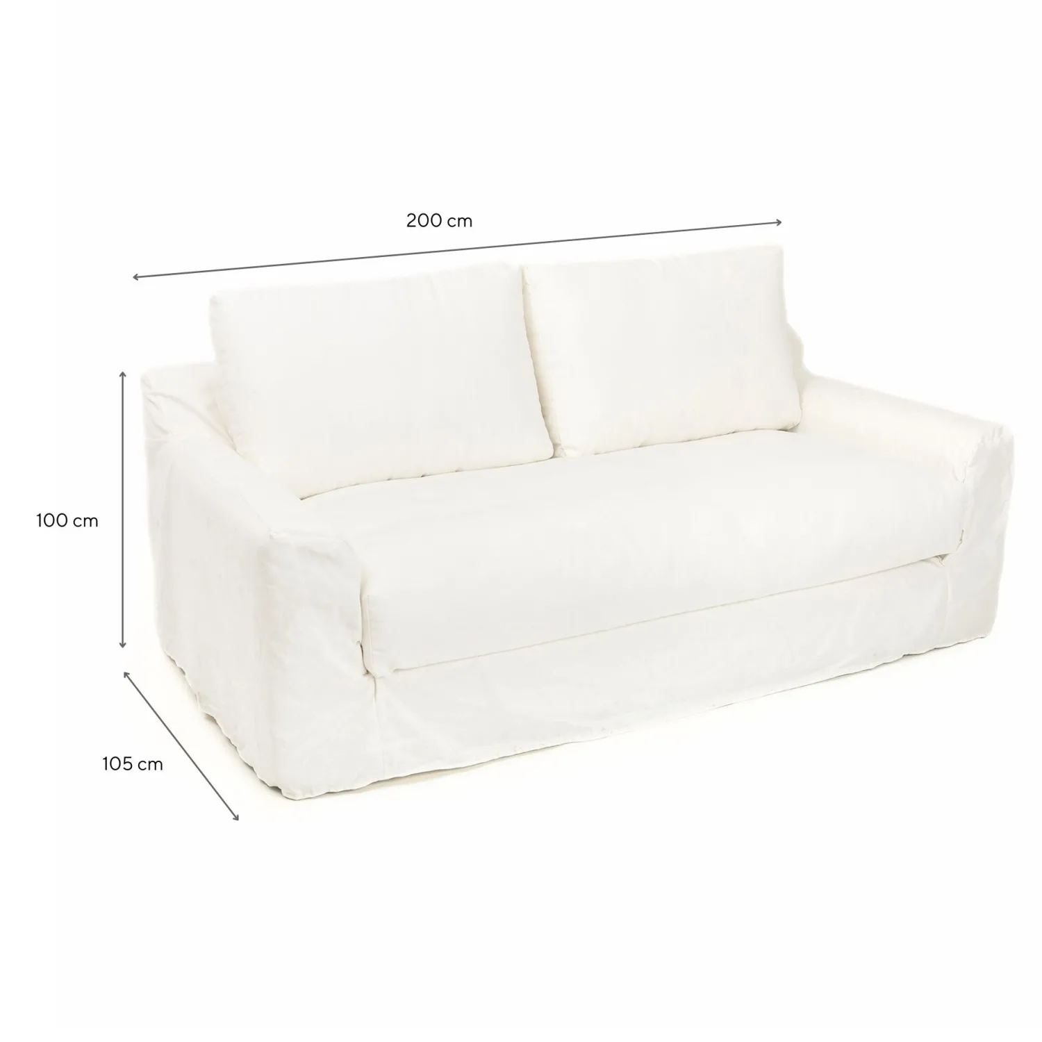 Casa Viva Sofá de 3 plazas de lino blanco Ibi 200x105x100cm Clau&Chloe Discount