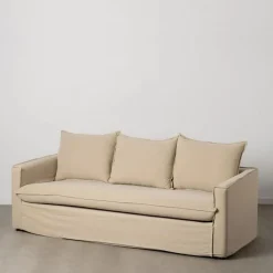 Casa Viva Sofá de 3 plazas de lino y algodón beige Bristol 220x95x90cm Online