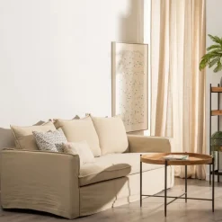 Casa Viva Sofá de 3 plazas de lino y algodón beige Bristol 220x95x90cm Online