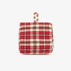 Casa Viva Tope de puerta de algodón cuadros rojos 18x10x17cm