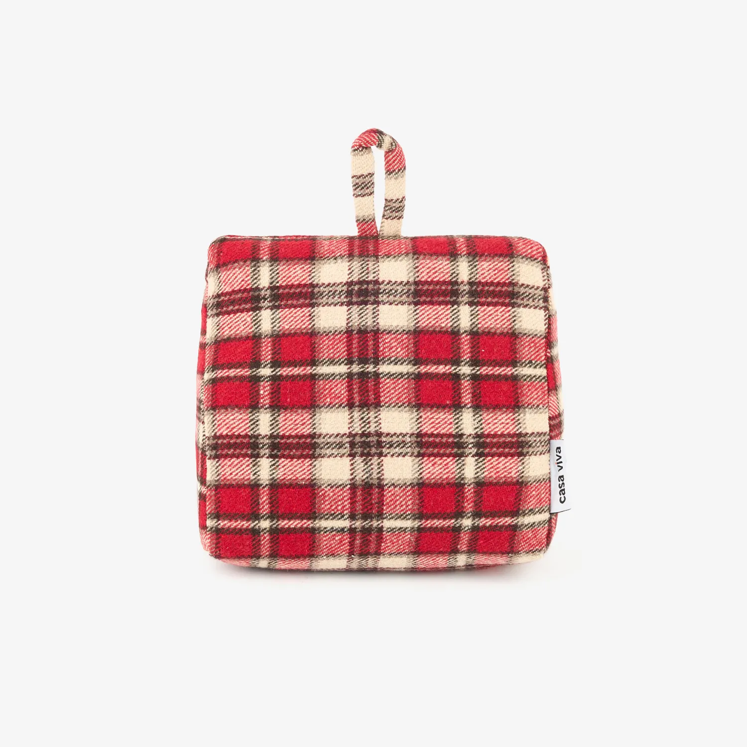 Casa Viva Tope de puerta de algodón cuadros rojos 18x10x17cm