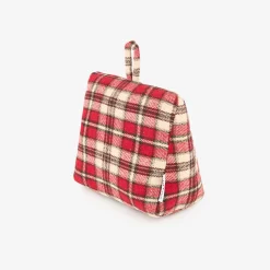 Casa Viva Tope de puerta de algodón cuadros rojos 18x10x17cm