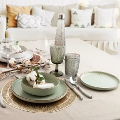 Casa Viva Vajilla de 12 piezas de cerámica verde Iria Hot