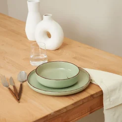 Casa Viva Vajilla de 12 piezas de cerámica verde Iria Hot