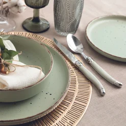 Casa Viva Vajilla de 12 piezas de cerámica verde Iria Hot