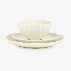 Casa Viva Vajilla de 12 piezas de cerámica marfil Varena New