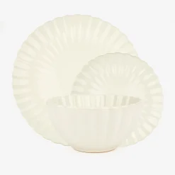 Casa Viva Vajilla de 12 piezas de cerámica marfil Varena New