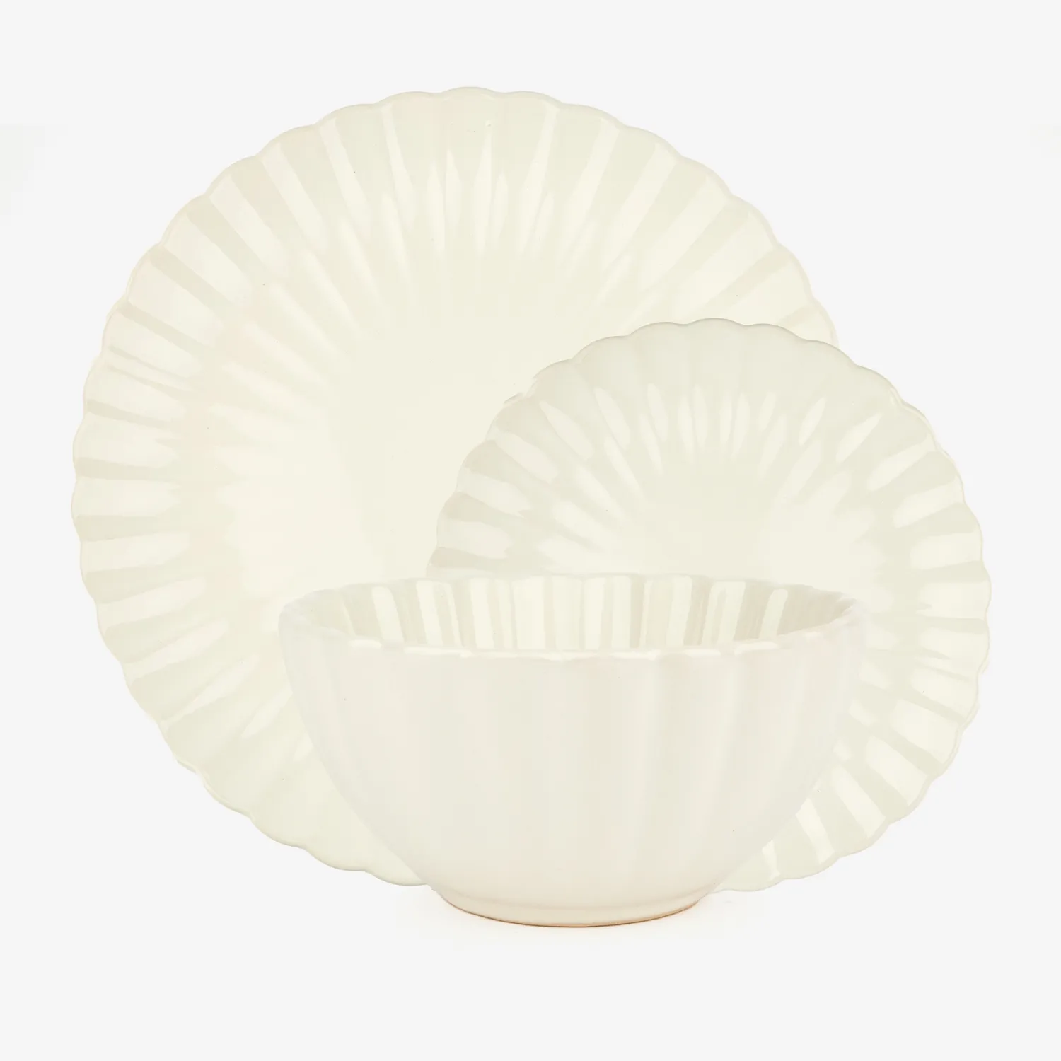 Casa Viva Vajilla de 12 piezas de cerámica marfil Varena New