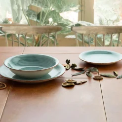 Casa Viva Vajilla de 18 piezas de gres azul claro Vita Best